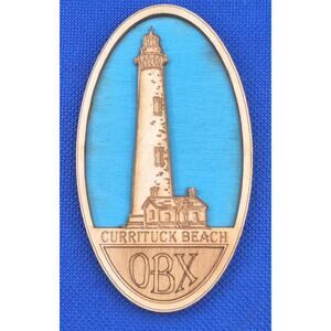 Handcrafted OBX Currituck Beach Lighthouse Laser Cut Magnet Signed 4x2" New YK
